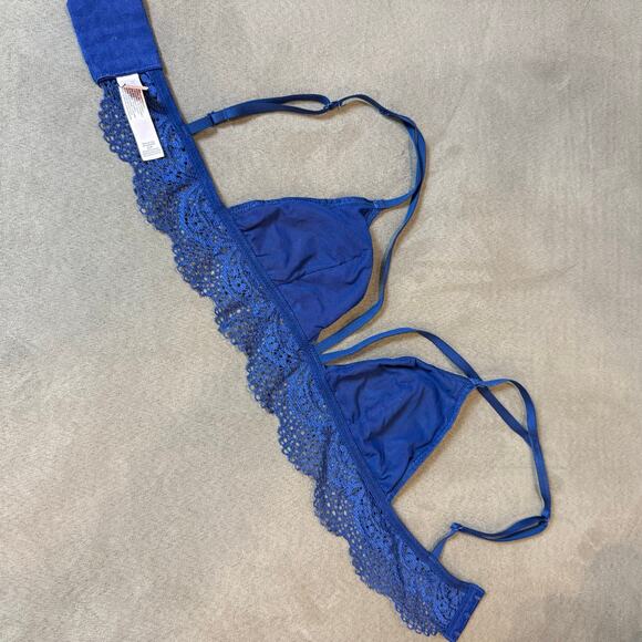 Victoria's Secret Royal Blue Lace Bra Bralette S Small Double Strap - Picture 5 of 8
